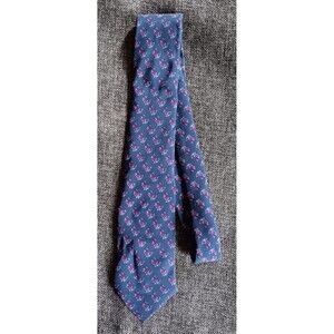 Dress Tie 70s 80s 90s Y2k Mens Ted Lapidus Silk Blue classic 3 Wide